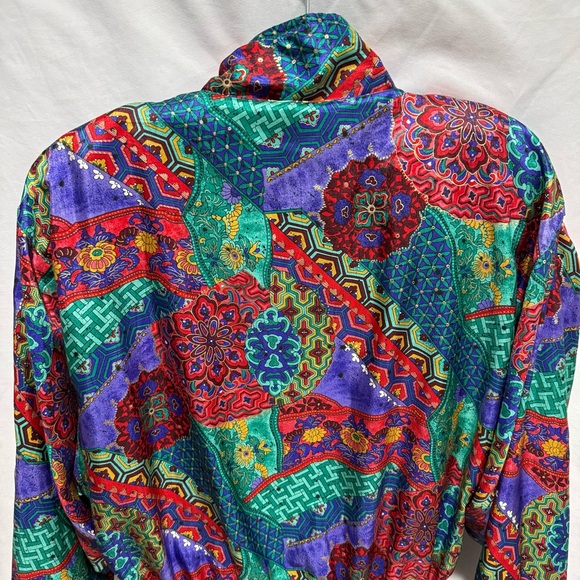 Lavon Petites PM Vintage Windbreaker Jacket Festival Retro Patchwork Print Event - Picture 13 of 16